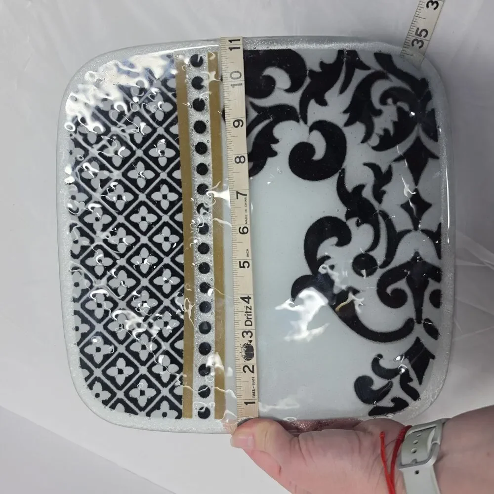Peggy Karr Brocade Fused Art Glass Square Plate 11